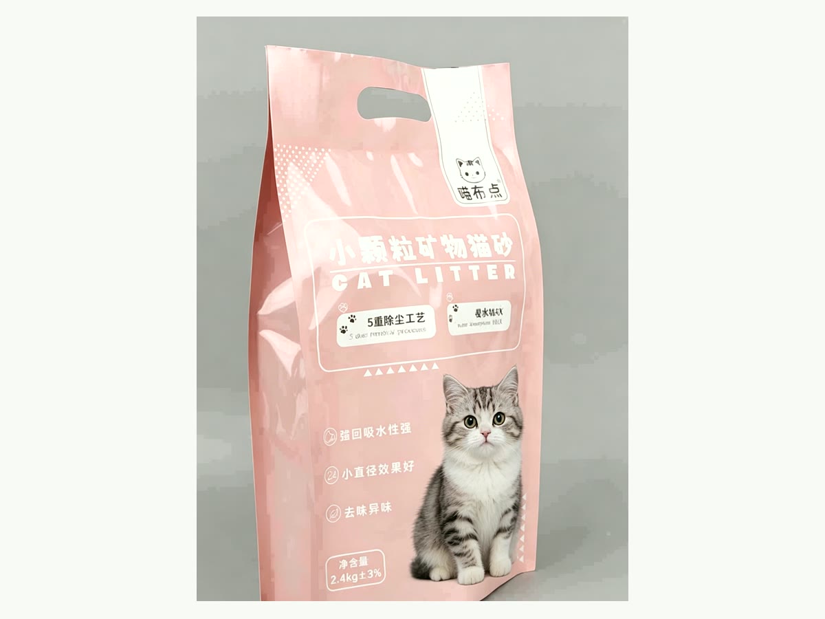 Four-side seal bag for bentonite cat litter packing
