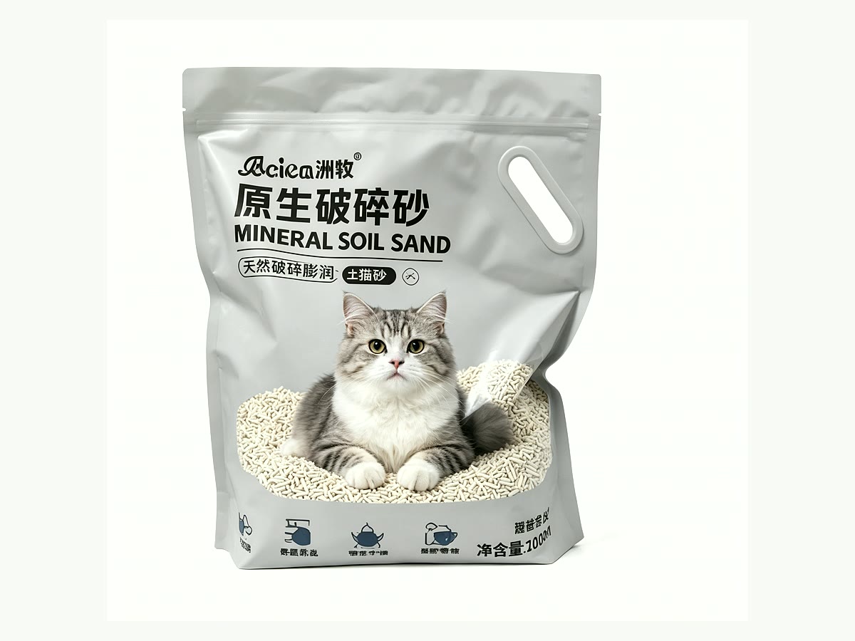 Zipper stand-up pouch for odor-control cat litter packaging